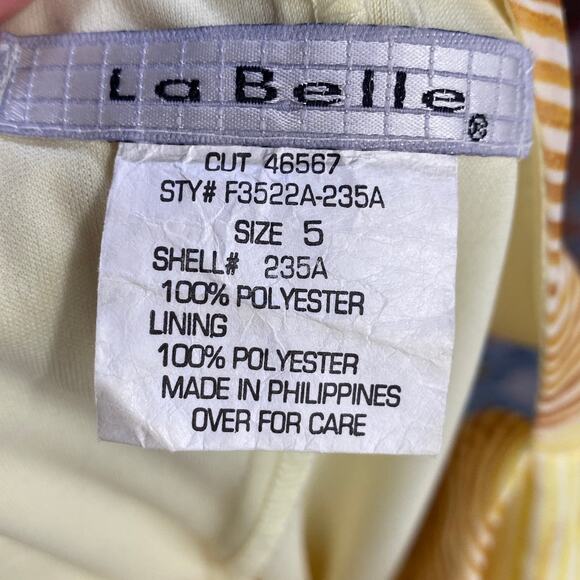 Vintage Y2k Bias Cut Cowl Neck Midi Dress Stripe Pattern Tie Waist Yellow Small - Picture 8 of 9